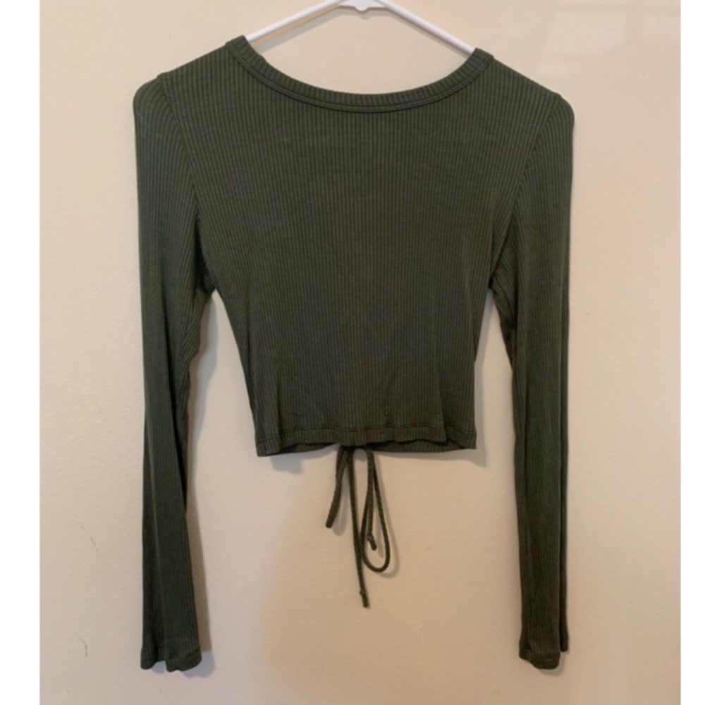 Forever 21 green lace up crop top